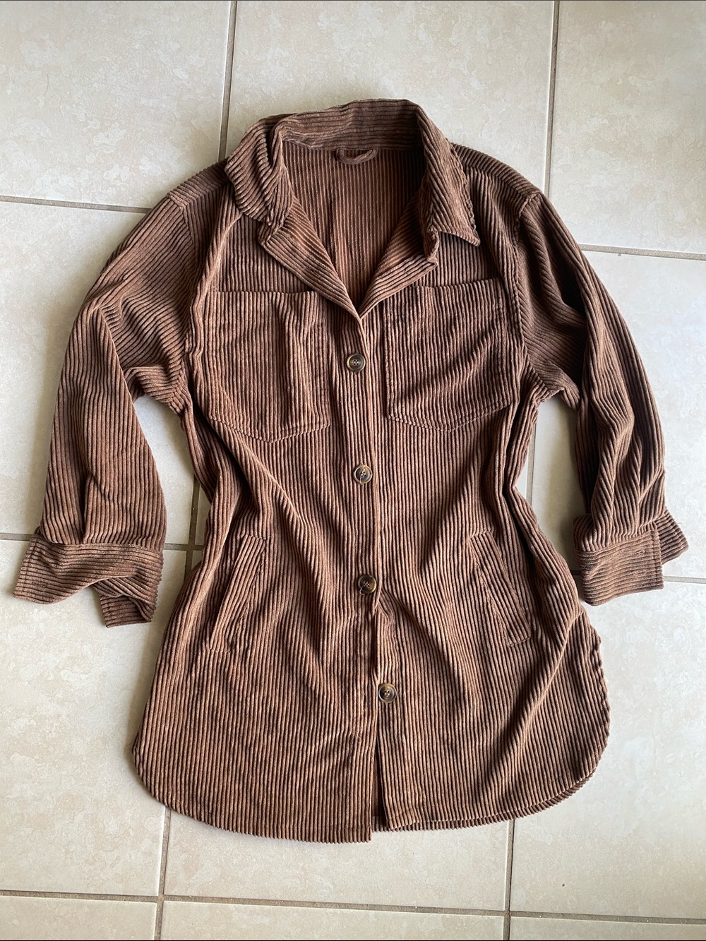 Fall Corduroy Button-Front shirt dress